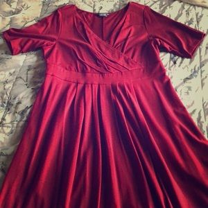 Lands End RED MIDI DRESS